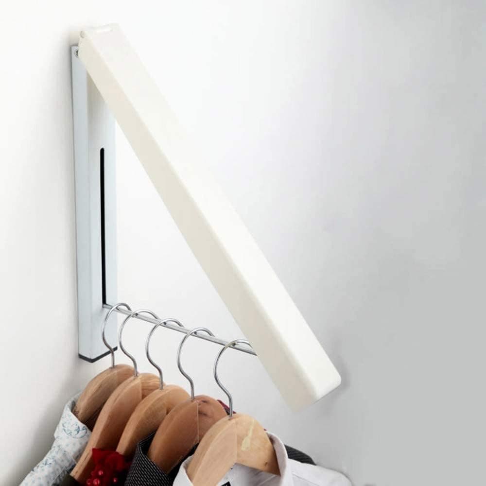 JD PRO Wall Mounted Drying Rack Clothes Hanger Folding Wall Coat Retractable Hidden Clothes Storage Hook Racks Aluminum Home Storage Organiser Space Savers Aluminum Easy Installation 2 Pack