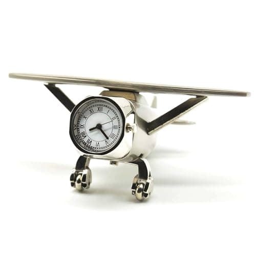 ZAHEPA Aeroplane Miniature Table Clock & Paper Weight – Stylish Analog Desk Clock with Roman Numerals, Vintage Home Office Decor & Corporate Gift