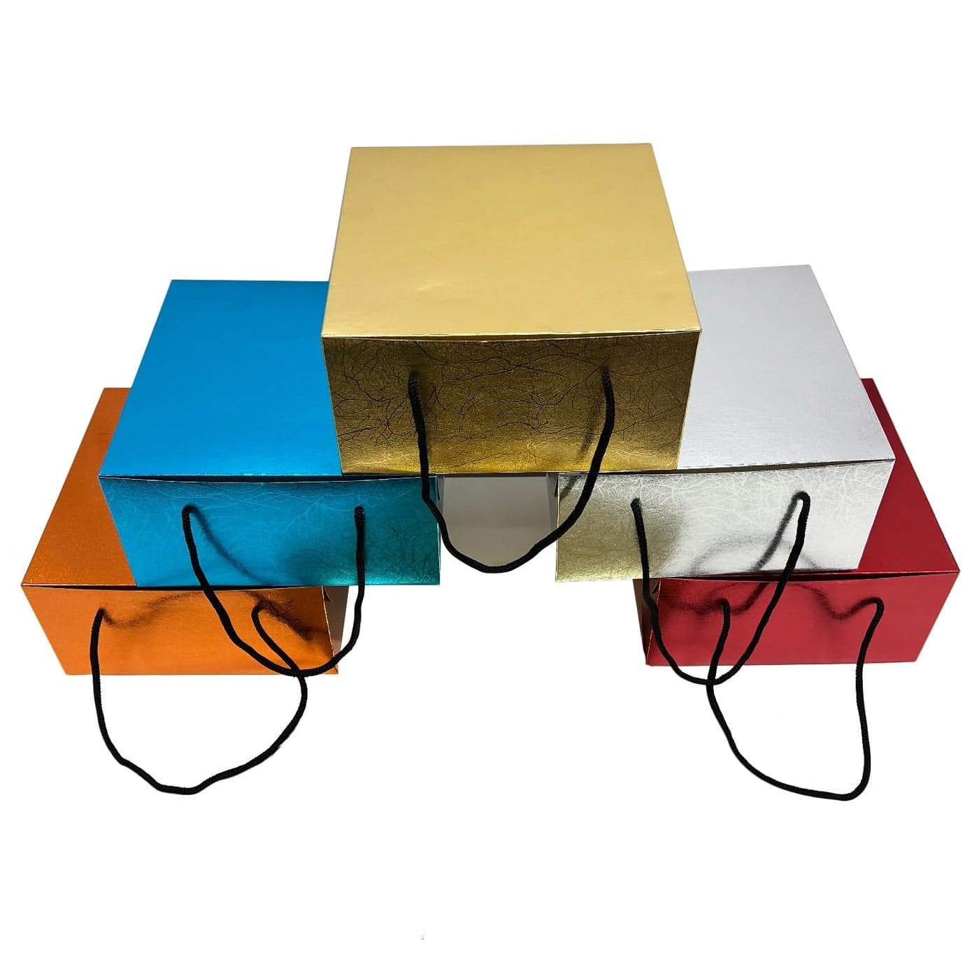 TRIACE Textured Cake Boxes 5 Colours in Foil Finish Cardboard boxes suitable for Cakes Pastries Cookies Cupcakes Brownies Chocolates Size 8 x 8 x 4 Inch Pack of 10