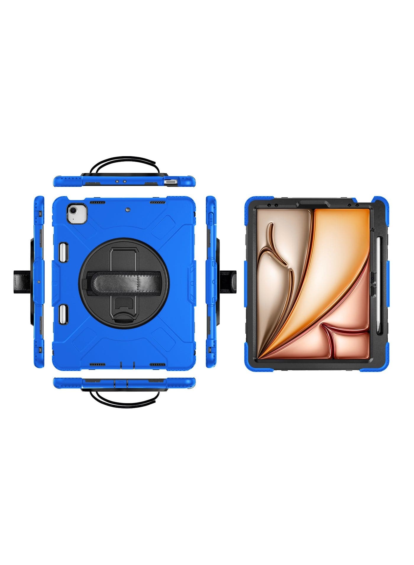 For iPad 10.2 (2019/2020/2021) Pen Holder Shockproof Protective Case with 360 Degree Rotatable Bracket Strap