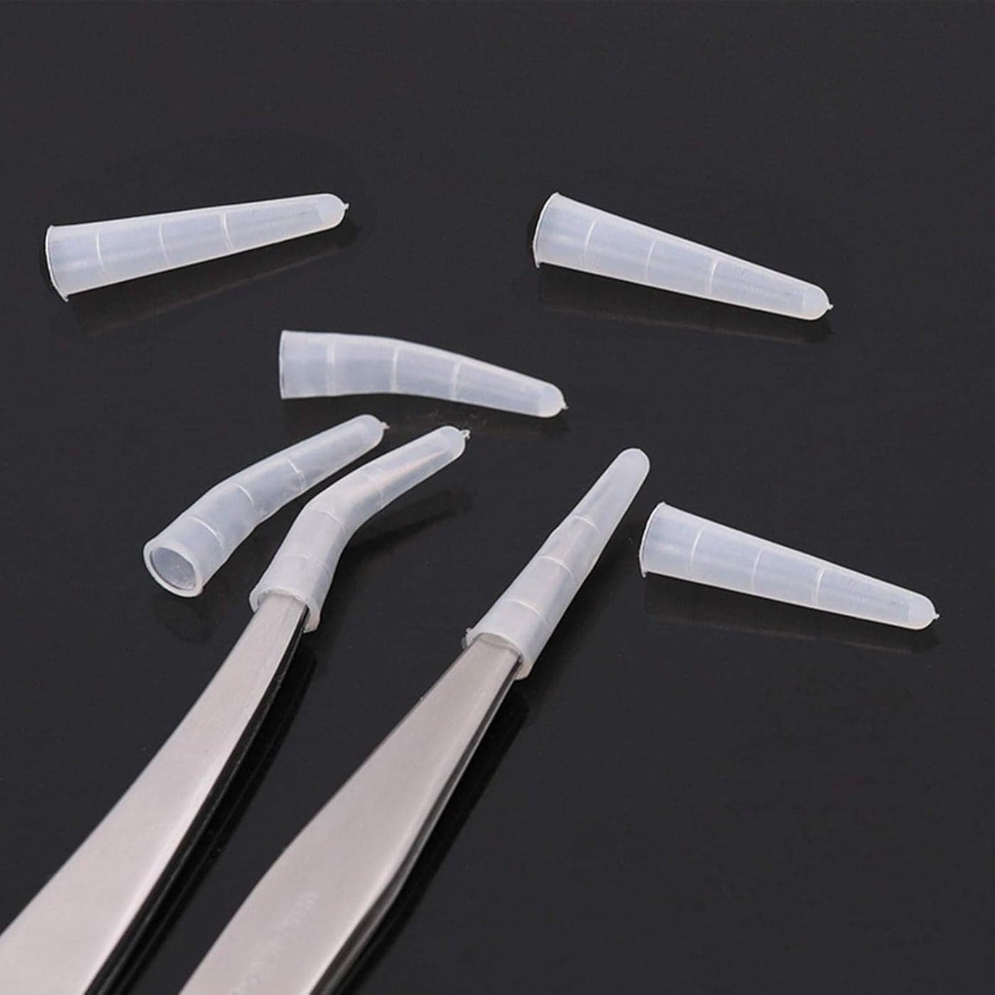 EORTA 50Pcs Soft Silicone Tweezer Tip Covers for Eyelash Tweezer Pusher to Protect Tips Transparent
