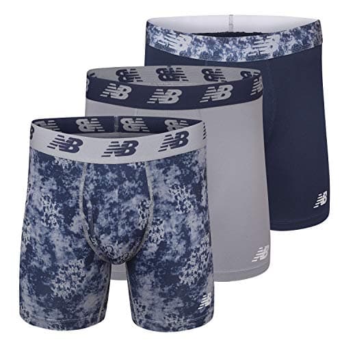 New Balance Men's Big and Tall 6" Boxer Brief Fly Front with Pouch, 3-Pack of Big Man Boxers