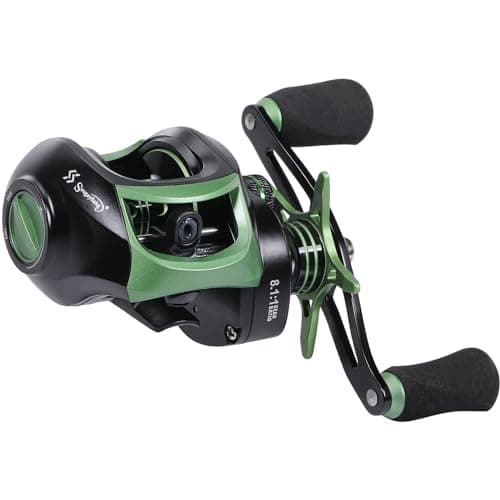 Sougayilang Fishing Baitcasting Reel Baitcaster Fishing Reels with 91BBMagnetic Braking System Green Left