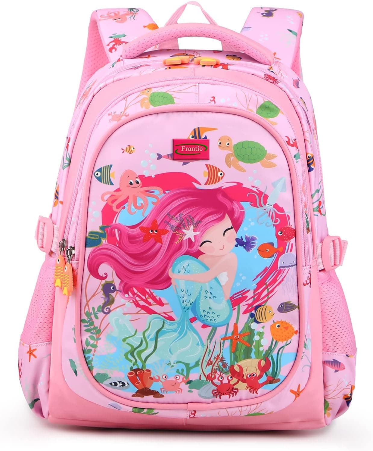 Frantic Waterproof Polyester 26 L School Backpack School Bag Daypack Picnic Bag For Boys & Girls(RR_Pink_Mermaid)