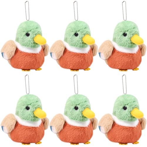 Niceup Small Mallard Duck Stuffed Plush Animals 45in One Lucky Duck Baby Shower Huntting Duck Party Favors Decoration Easter Basket Stuffer Bean Bag Sensorry Toys Mallard Duck 6 PCS