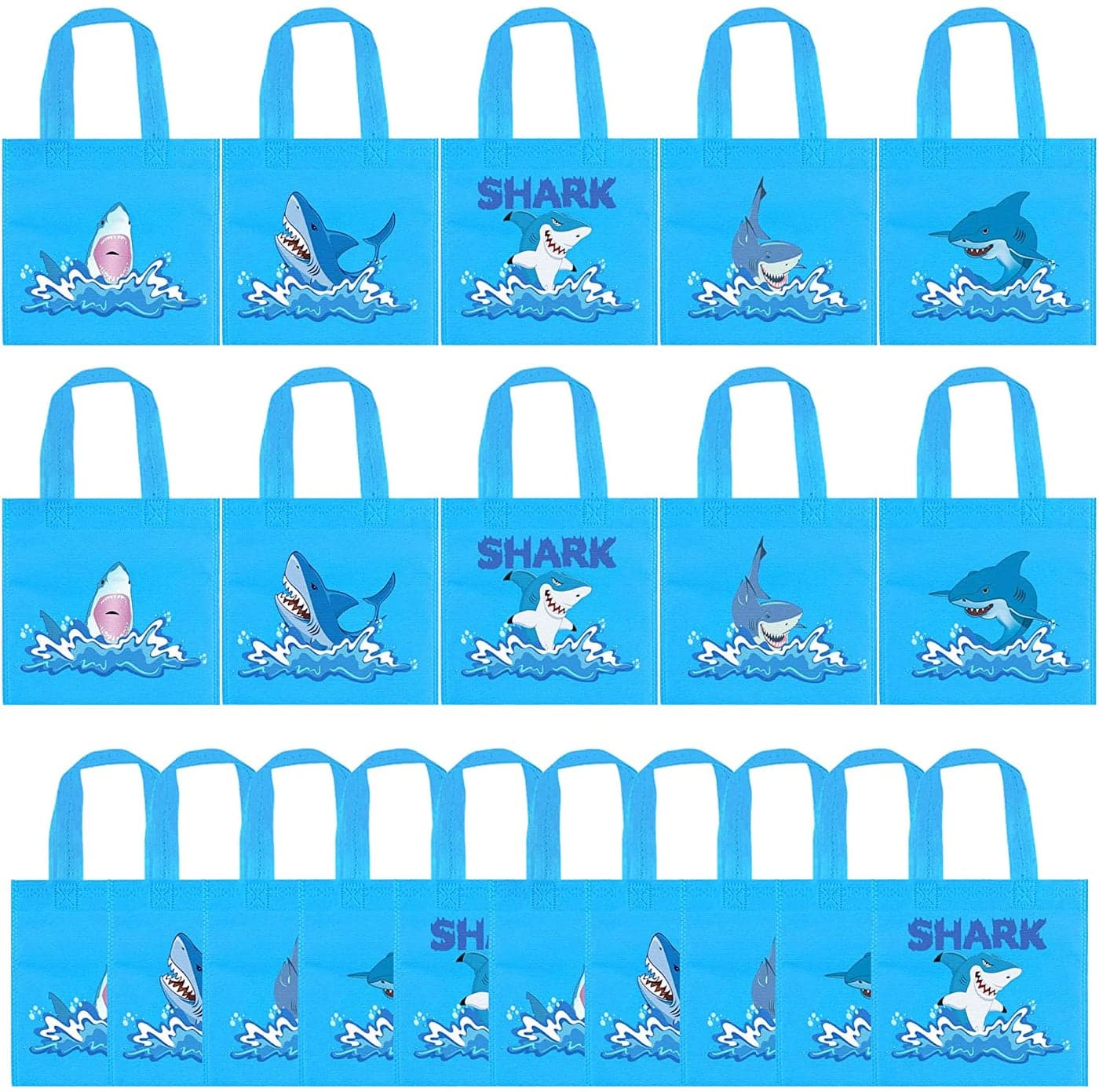 20 Pack Shark Party Favors Bags Goodie Gift Treat Candy Bags for Boy Girls Shark Birthday Party Supplies Sea Ocean Themed Party Decoration
