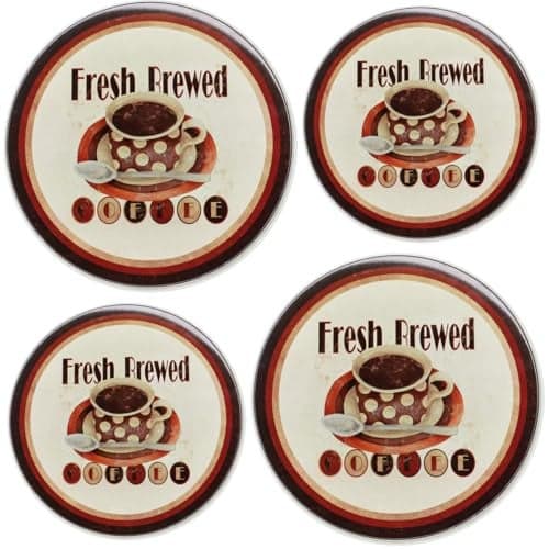 Reston Lloyd, Burner Covers For Electric Stovetop, Decorative Lightweight Tin Covers, Set of 4 (2-8 inch & 2-10 inch), Conceals Messy Drip Pans, Coffee