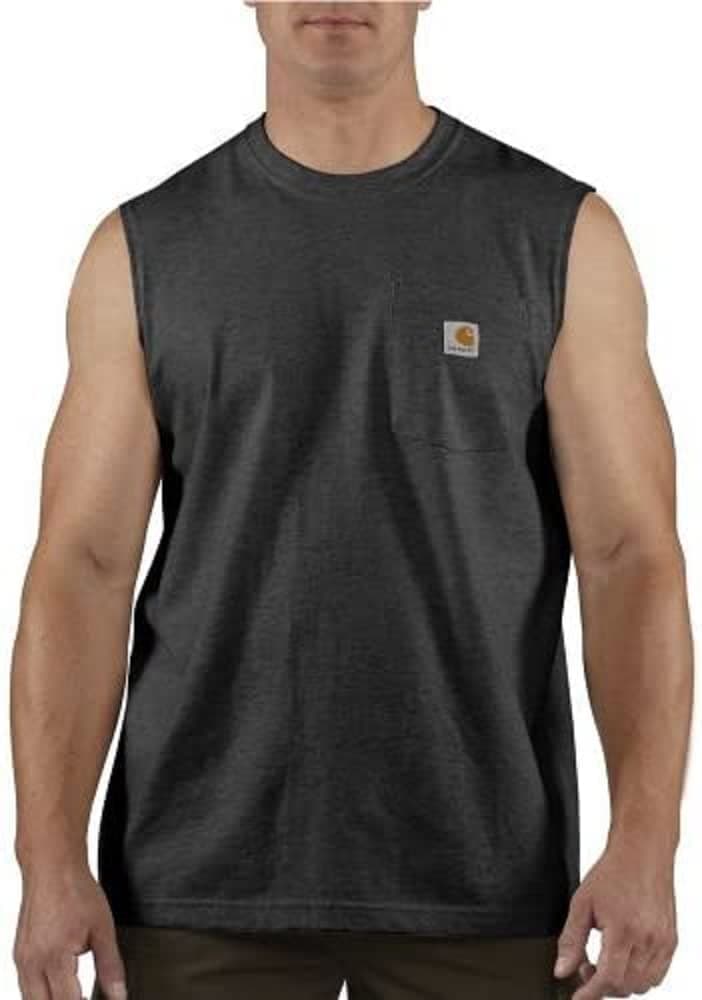 Carhartt Men's Sleeveless Pocket Tee, Black, Medium