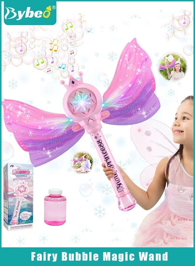 4PCS Bubble Wands Set, Kids' Bubble Machine, Bubble Maker with Music and Colorful Lights, Outdoor Bubbles Blowing Toys with 130ML Bubble Solution, Best Birthday Gift for 4-6 Years Girls