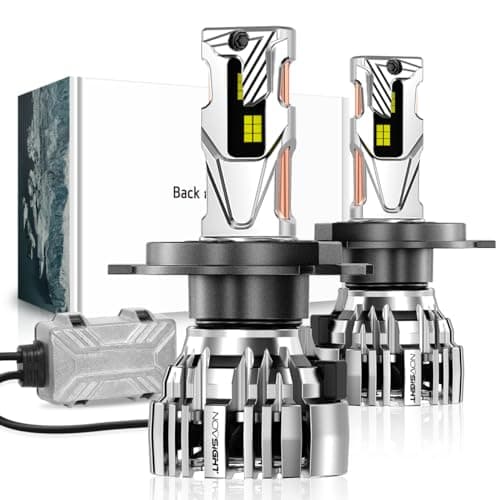 NOVSIGHT H4 Fog Lights Bulbs - 55000 Lumens,100000 Hours Lifespan,6500K Cool White Light,Efficent Cooling System, Pack of 2