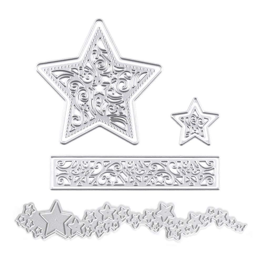 Stars Cutting Dies Stencil Metal Template Molds Embossing Tool Die Cuts for Card Making Album Paper Scrapbooking DIY Etched Dies Craft 2pcs Star