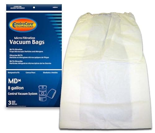 EnviroCare Replacement Micro Filtration Vacuum Cleaner Dust Bags for Modern Day 8 Gallon Central Vacuums 3 Pack