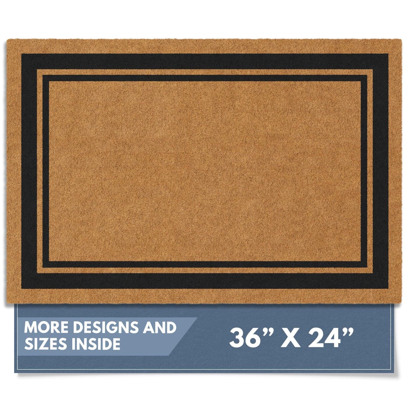Barnyard Designs Natural Coco Coir Heavy Duty Backing Doormat Large Cute NonSlip Front Door Welcome Mat for Outside Entrance or Porch Entry Brown 24x36 Border