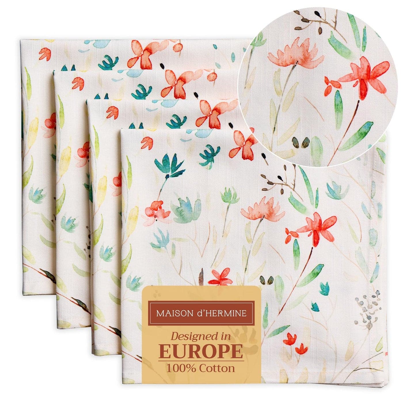Maison d Hermine Cloth Napkins Set of 4 100 Cotton Everyday Reusable Square Napkins Cloth Washable Dinner Party Wedding Restaurant SpringSummer Colmar 20 x 20