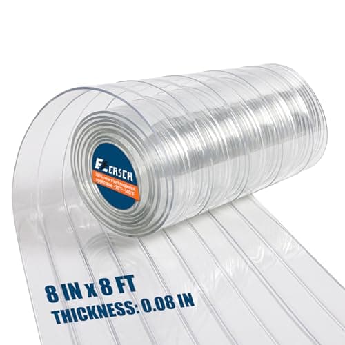 Ezcasch Vinyl Strip Curtain PVC Replacement Strip Door Clear Plastic Strips Freezer Curtains for Dog House Door Flap, Winter, Commercial, Warehouse Doors, 8 Inches x 8 feet