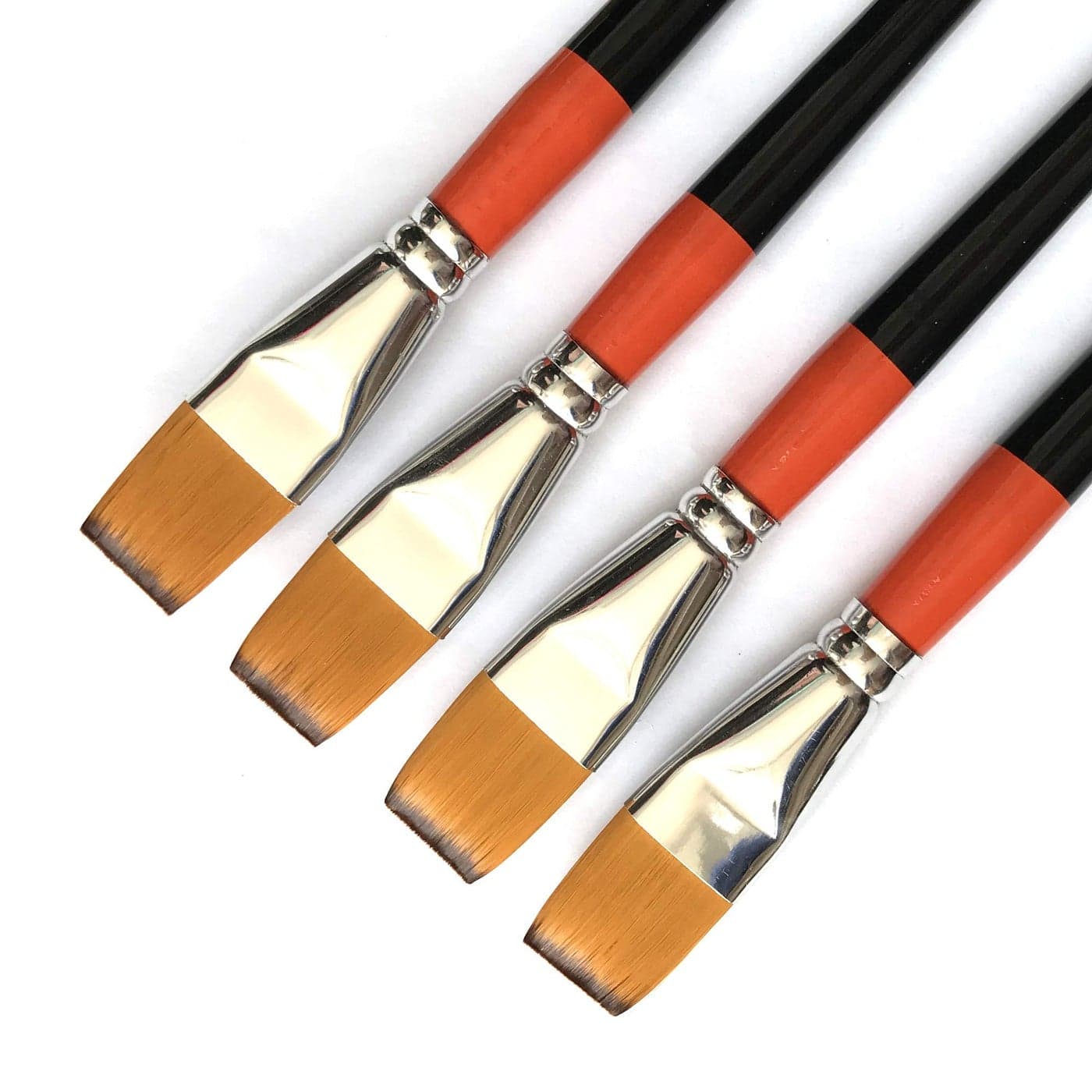 One Inch Flat Bright Paint Brush Pack of 4 Premium Quality Synthetic Sable Hair for Acrylic Watercolor Oil Gouache Painting by Students Professionals and Artists