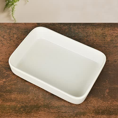 StyleMyWay Ceramic Baking Dish (L x B x H – 27 x 19 x 5.5 cm, White, 1500 ml) | Bake ‘N’ Serve Dish | Dish for Grilling