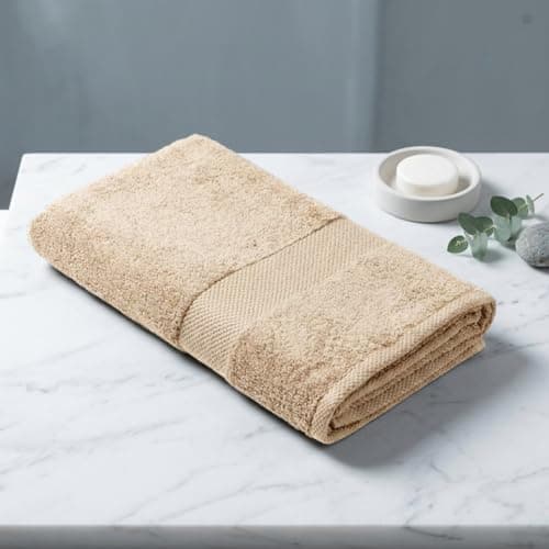 Earthy Fables Premium Bath Towel - 100% Combed Cotton, 600 GSM, Ultra Soft, Quick Dry and Highly Absorbent for Home, Travel and Acne-Prone Skin, 150 x 70 cm, Beige