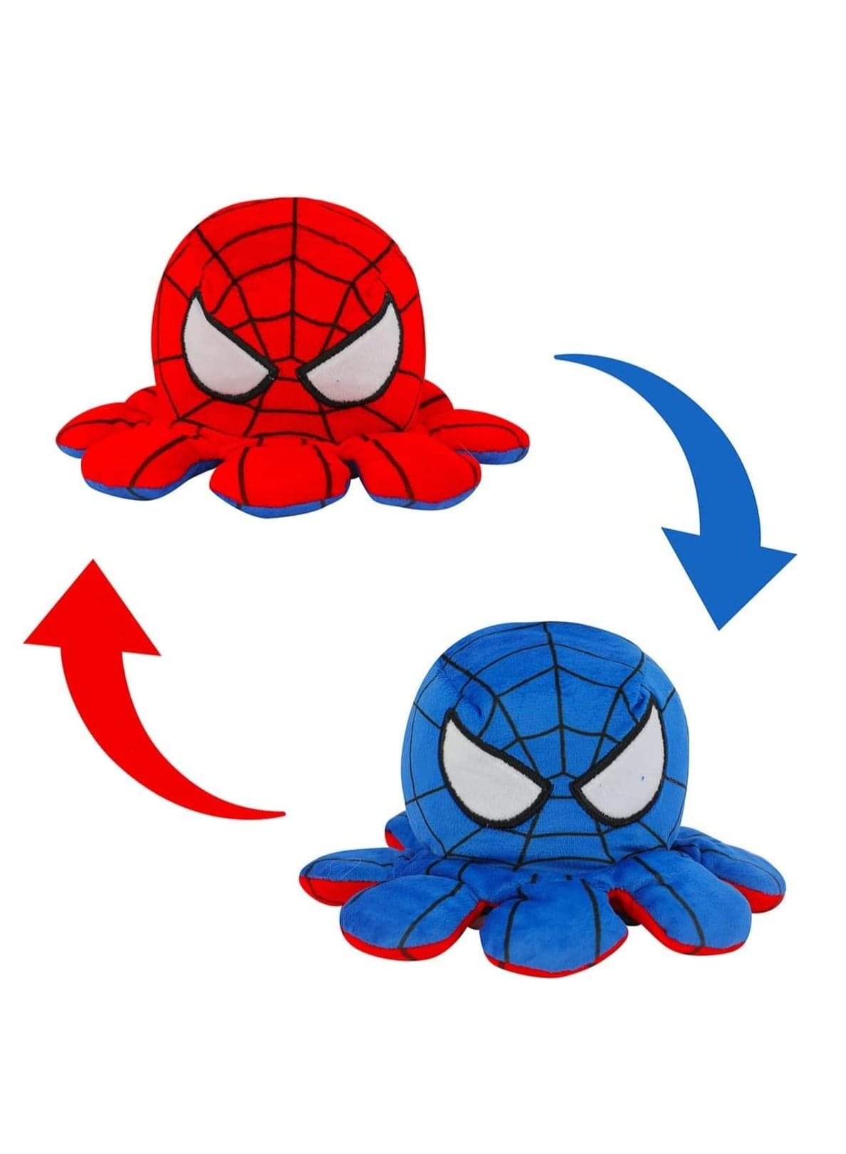 Reversible Plushie Octopus Soft Toys, Double-Sided Flip Stuffed Animal Mood Plush Show Your Mood Without Saying a Word, as A Gift for Kids & Adult or for Decoration (Spidey)