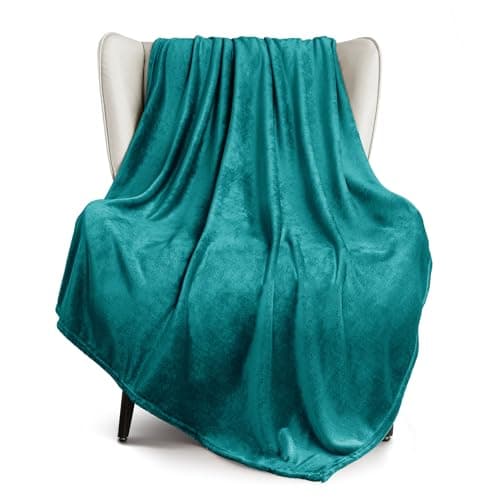 Exclusivo Mezcla Fleece Throw Blanket for Couch, Sofa, 300GSM Super Soft and Warm Blankets, Teal Throw All Season Use, Cozy, Plush, Lightweight, 50x60 Inches
