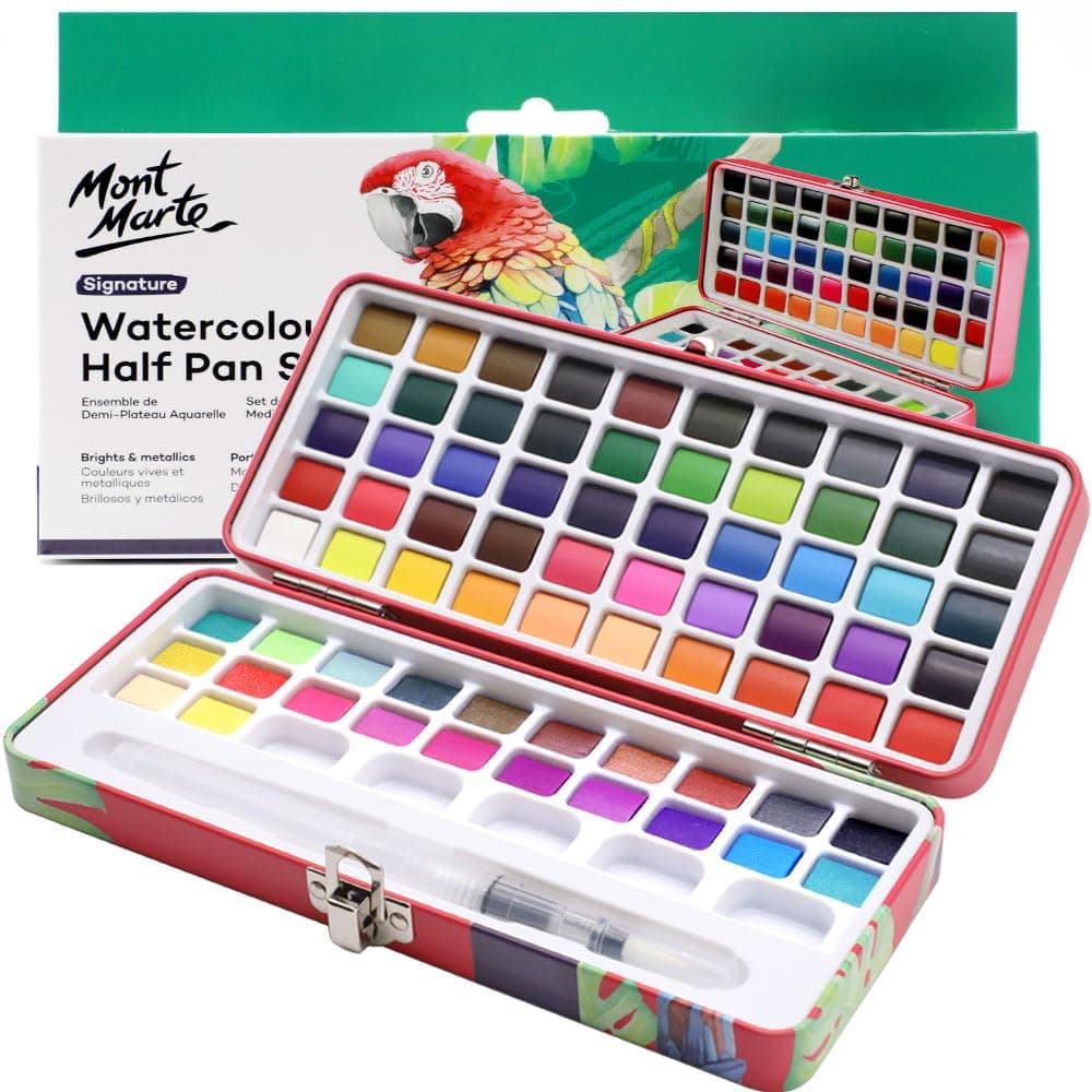 Mont Marte Watercolour Half Pan Set 73pc in Tin