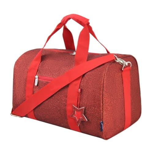 NGIL Super Star Duffle Bag Mini Dance Bag Mini Travel Bag for Sports Gymnastics and Ballet with Adjustable Strap Zippers Pockets GlitterRed Large