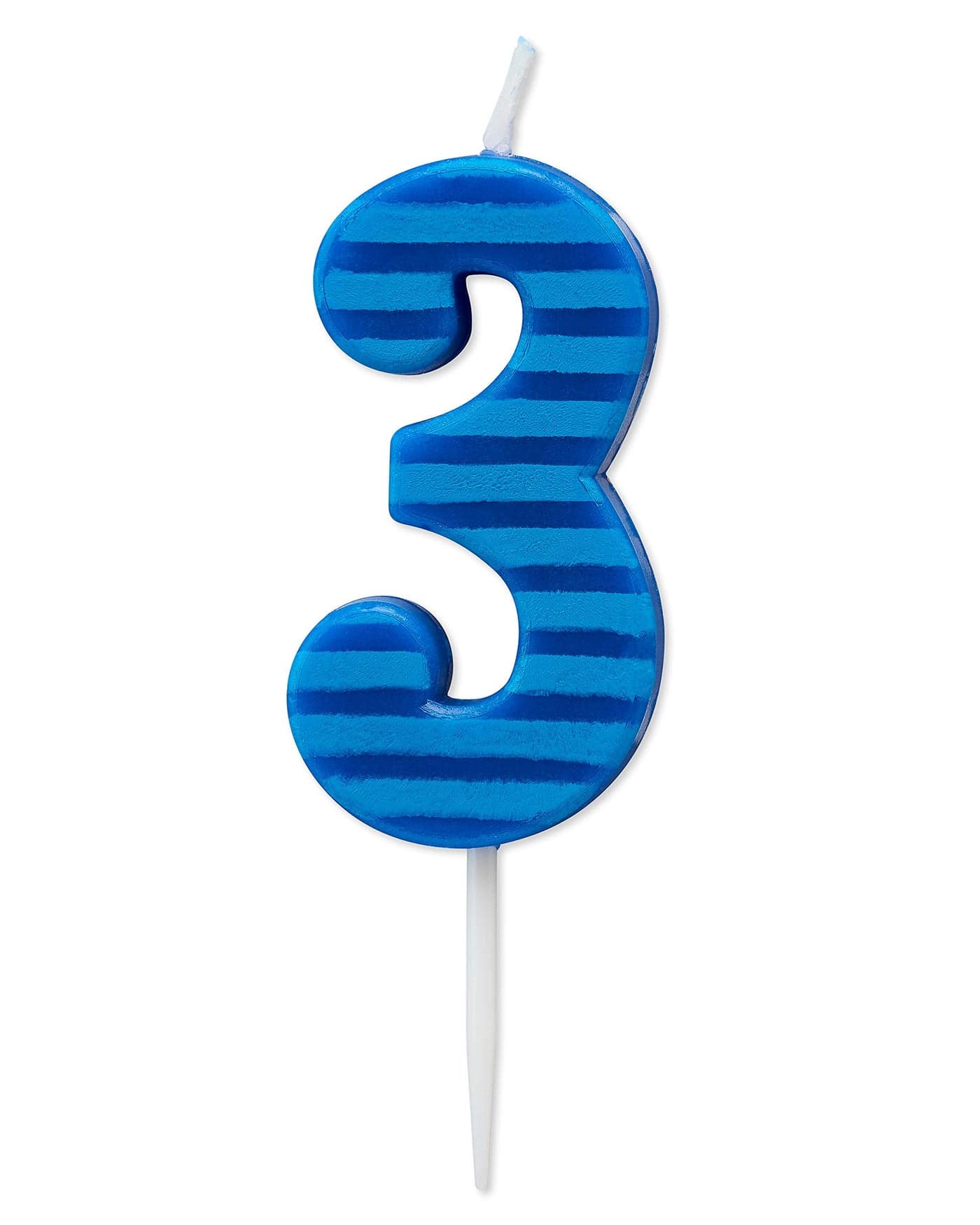 Papyrus Number 3 Birthday Candle Blue Stripes 1Count