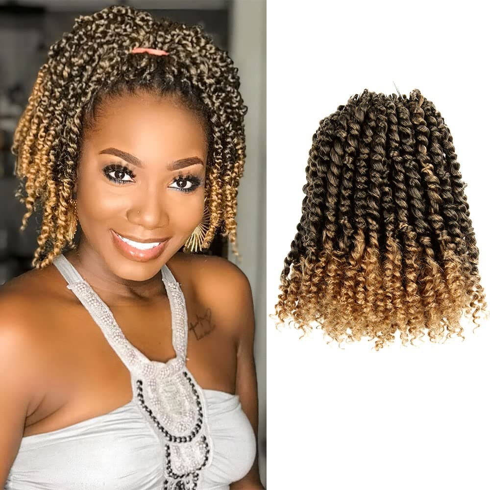 The BOHOBABE Crochet Passion Twist Hair Pretwisted 10 Inch Short Prelooped Passion Twist Crochet Braiding Hair 8 Packs T27
