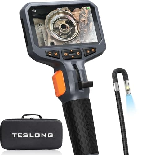 Articulating Borescope with Dual Lens Endoscope Camera Teslong TwoWay Articulated Industrial Inspection Camera with LED Light Flexible Mechanic Fiber Optic Snake Scope Cam for Wall Automotive5FT
