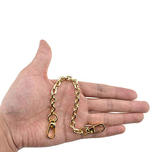 HAHIYO Mini Pochette Purse Chain Strap Thin Wide 6mm for LV Length 79 inches Thick 2mm Shiny Yellow Gold for Shoulder Cross Body Sling Handbag Wallet Clutch Comfortable Flat Metal Strap 1 Pack