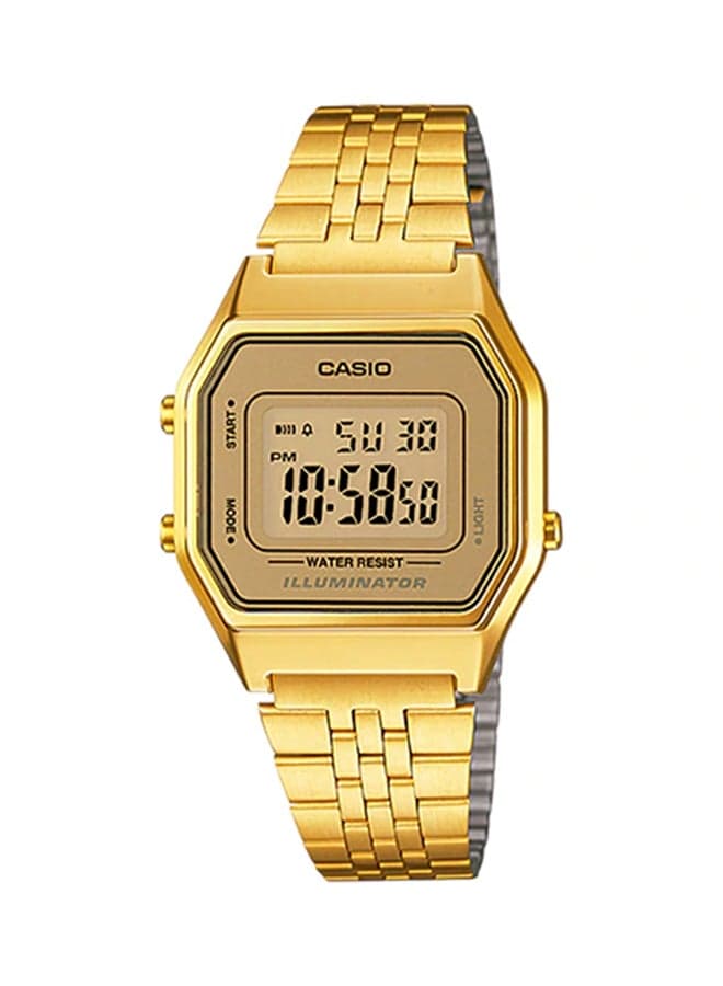 Women Stainless Steel Digital Wrist Watch LA680WGA-9BDF - 28 mm - Gold