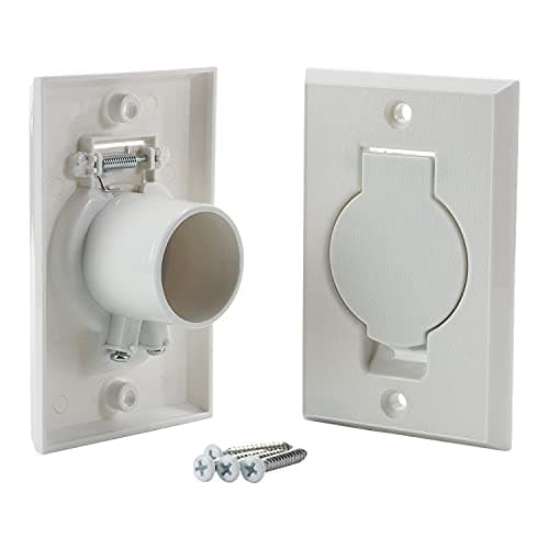 Standard Central Vacuum Wall Plate Inlet Valve Cover, for Beam Central Vac Installation Parts, Nutone Vacuum Wall Plate, White Round Door - 2 Pack