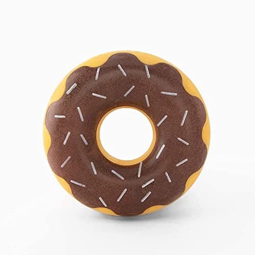 ZippyPaws ZippyTuff Dog Chew Toy Durable Rubber Chew Ring Toy Puppy Teething Toys Tough Squeaky Toys for Small Medium Large Dogs Flexible TPR Material Chocolate Donut