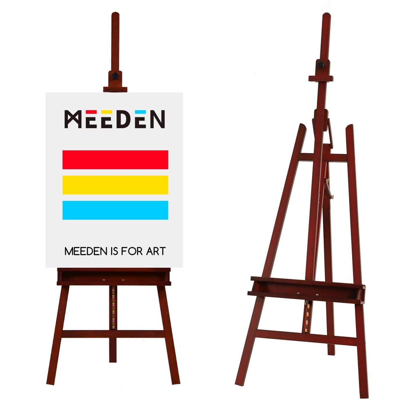 MEEDEN Walnut Large Painters Easel Adjustable Solid Beech Wood Artist Easel Studio Easel for Adults with Brush Holder Holds Canvas up to 48