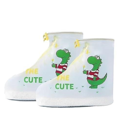 Bold N Elegant Cute Colorful Kid’s Waterproof Anti-Skid Overshoes Rain Boot Shoe Cover for Young Lil Toddler Tween Boys and Girls (Green, UK Footwear Size System, Big Kid, Men, Numeric Range, Medium, 15, 16)