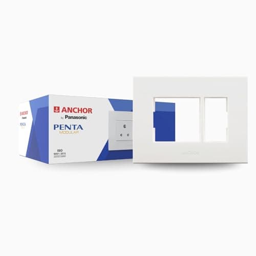 Anchor by Panasonic Penta Modular Regular 2 Module Plate for Switch Board, 10 Years on Site Warranty (White, 65902)