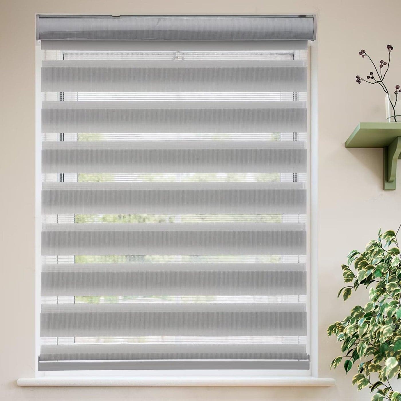 MYshade Roller Shades Zebra Blinds for Windows Cordless Day and Night Light Filtering Blinds Dual Layer Roller Blinds 40 x 72 Grey