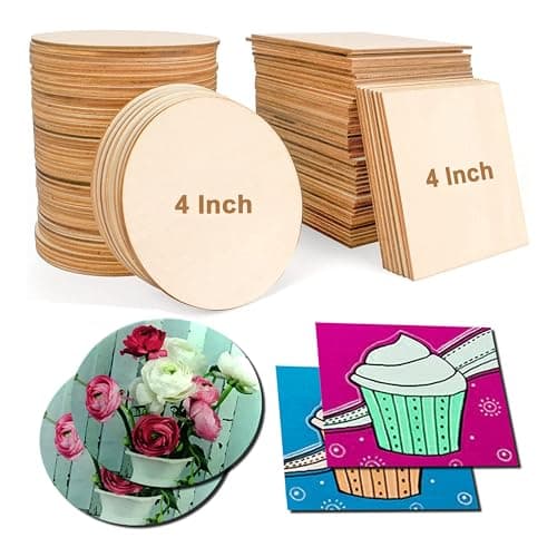 SWAGSTATION MDF Coasters - 24 Pcs, 4 Inch Square & Round, 3mm Thick
