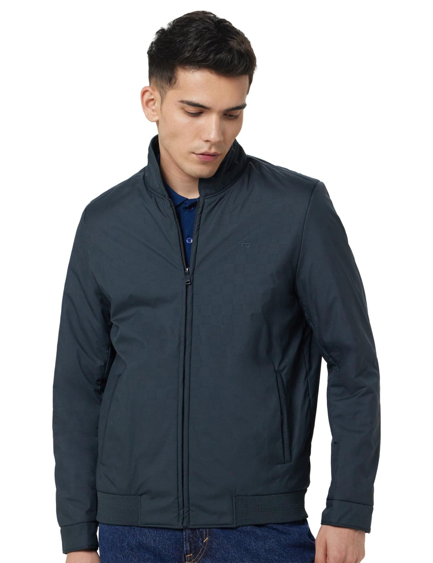 Qube By Fort Collins Men's Polyester Parka Standard Length Coat (BD267AZ_Navy, Medium