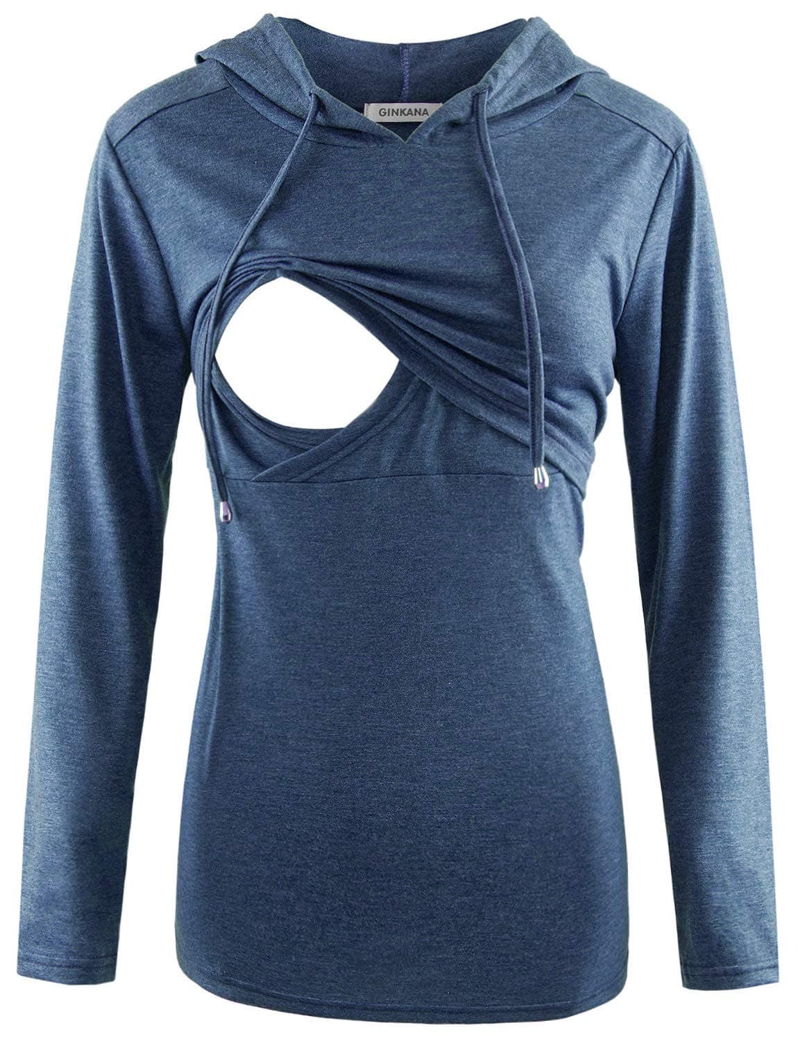 GINKANA Women's Maternity Nursing Shirts Top Long Sleeves Breastfeeding Maternity Tops Casual Clothes,Teal,Medium
