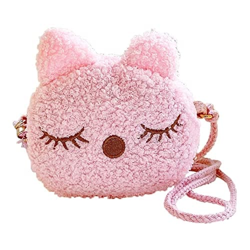SYGA Children Girls Messenger Bag Coin Purse Small Bunny Rabbit Cat Cartoon Shoulder Bag (Pink (Cat))