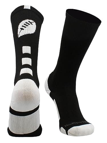 MadSportsStuff Football Logo Crew Socks (Black/White, Small)