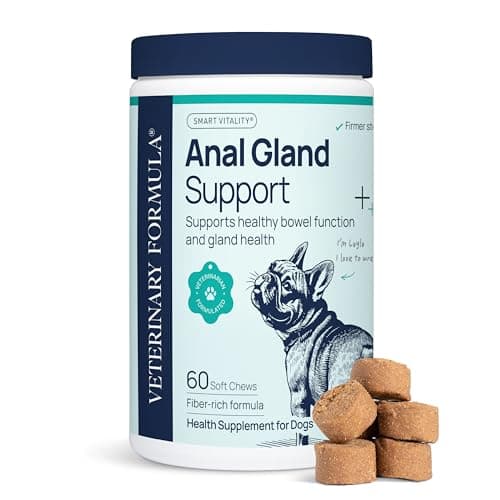 Veterinary Formula Anal Gland Support for Dogs VetFormulated No Scoot Chews with Pumpkin Ginger Agave Inulin Probiotics Supports Scooting Stool Quality Digestive Health 60 Soft Chews