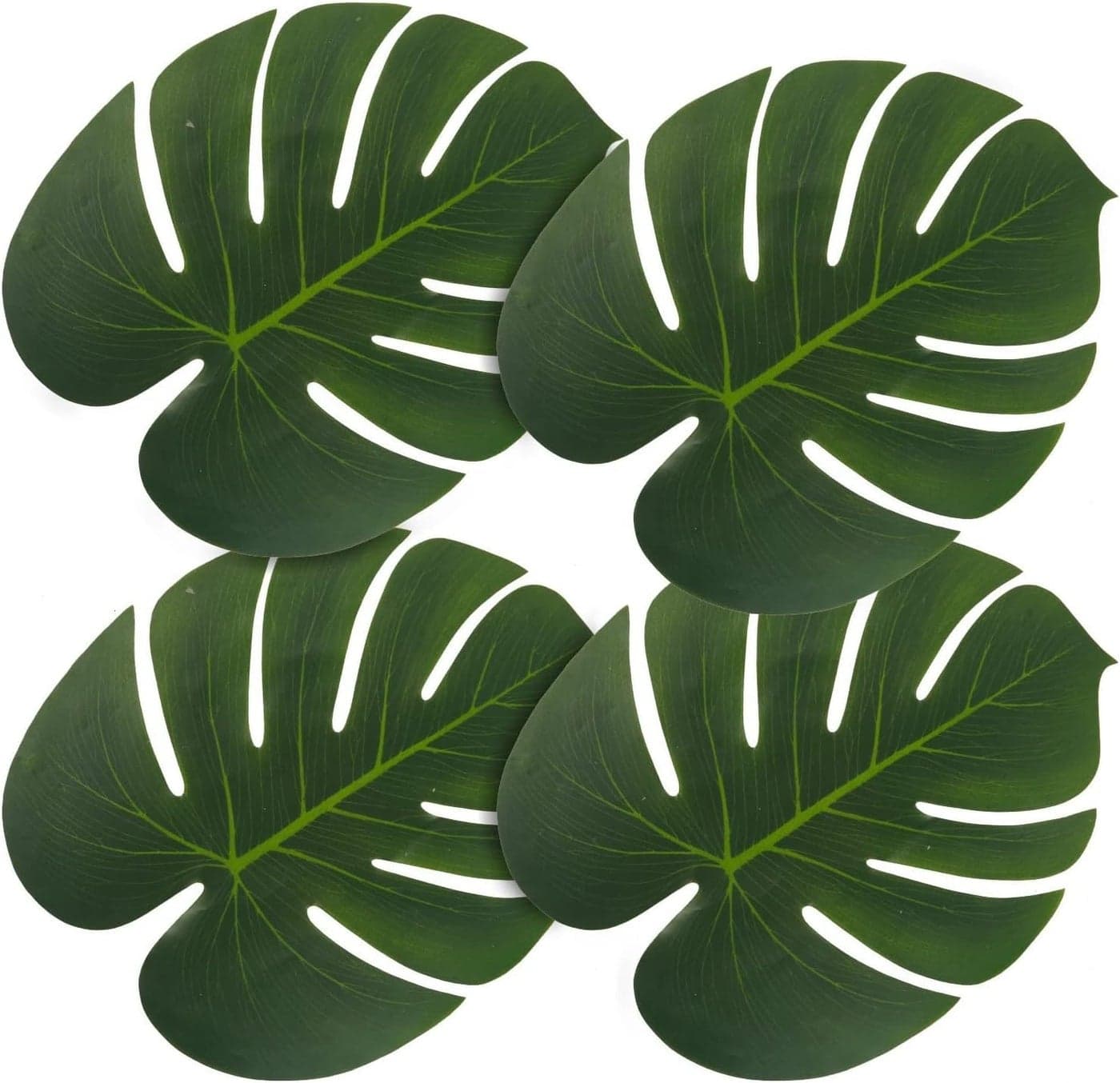 ATFL Artificial Palm Leaves50 Pcs Big Leaf Placemat Green Palm Leaves Party DecorationsTropical Table Decor Hawaiian Leaves DecorSafari Leaves Decoration