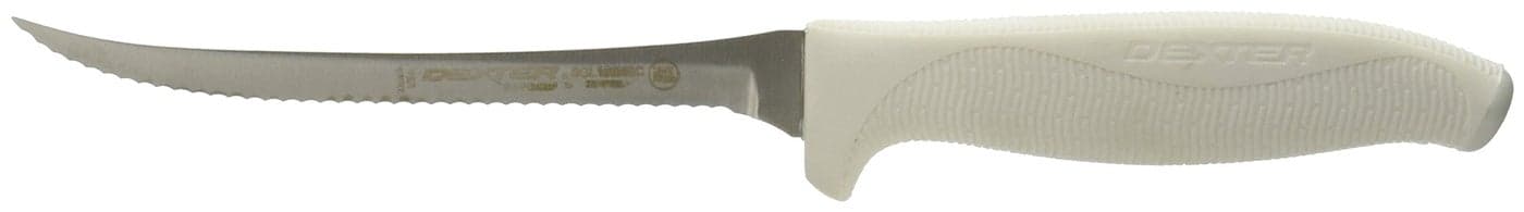 Dexter-Russell 24303 SofGrip 5½" Utility Knife| Narrow Scalloped High-Carbon DEXSTEEL Blade, Non-Slip Soft Rubber Grip Handle, Stain-Free Professional Kitchen Knife, NSF Certified, White