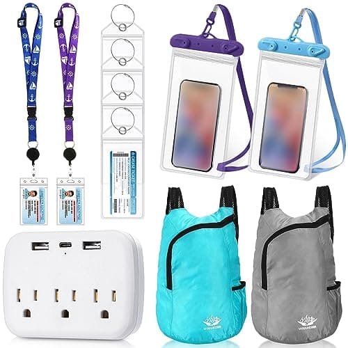 Tenceur 11 Pcs Carnival Cruise Essentials 2026 Holder Kit 4 Carnival Cruise Luggage Tag 2 Lanyard 1 Power Strip 2 Phone Pouch 2 Folding SchoolbagSimple