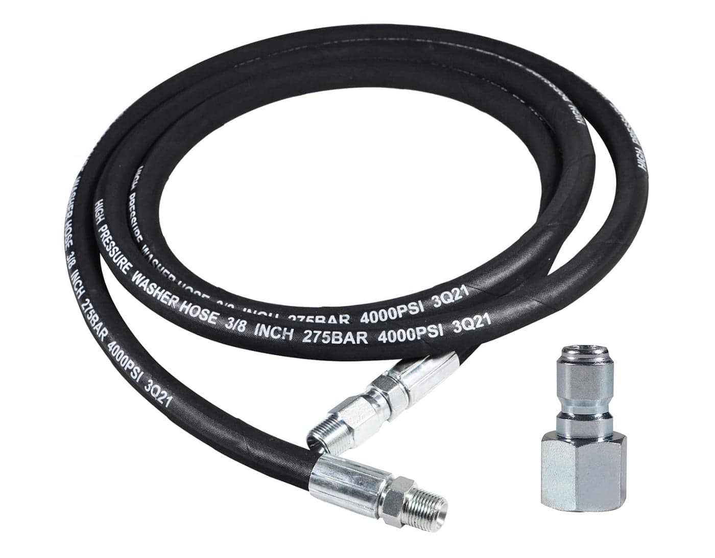 YAMATIC Pressure Washer Whip Hose with Swivel Steel Connector, 3/8 Whip Line for Pressure Washer, 8FT Jumper Hose with 3/8 Inch Quick Connect Plug
