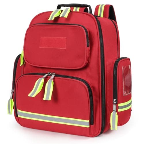 Gatycallaty First Aid Backpack - Multi Pocket Emergency Medical Bag for Camping, Trip, Go Bag, Sports Medicine, Trauma (Red)