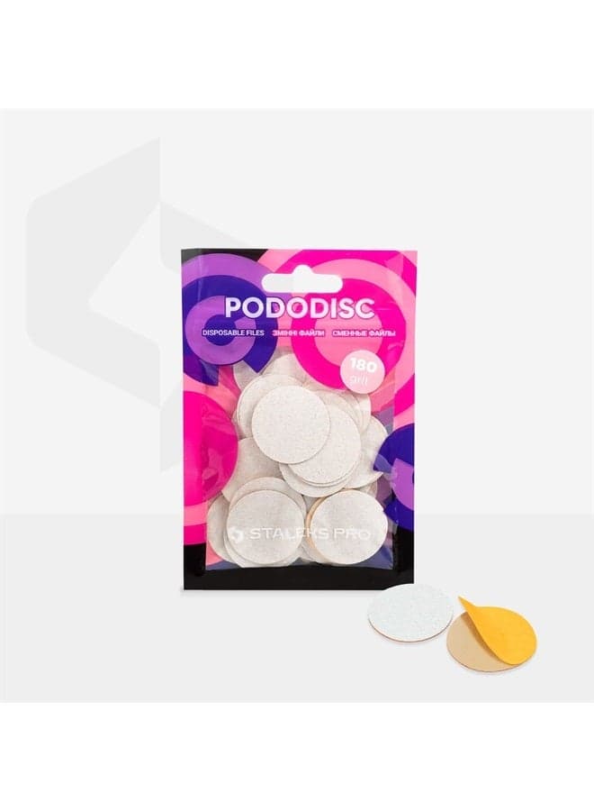 White Refill File Pads for Pedicure disc Pododisc Staleks Pro L 180 grit Box (50 pc) Pedicure Foot feet spa