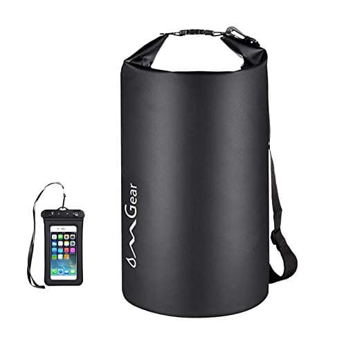 OMGear Waterproof Dry Bag Backpack Waterproof Phone Pouch 40L/30L/20L/10L/5L Floating Dry Sack for Kayaking Boating Sailing Canoeing Rafting Hiking Camping Outdoors Activities (black, 20L)